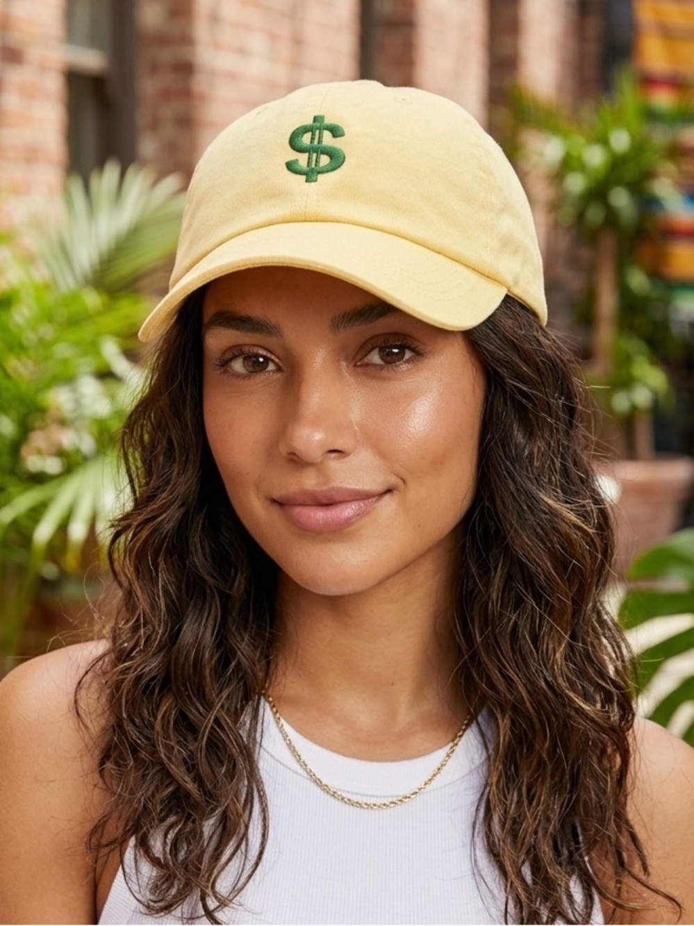 Dollar Sign Hat Butter Yellow Dad Cap Minimal Money Embroidered Aesthetic Trendy